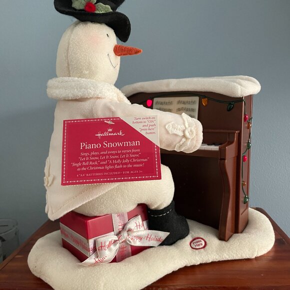 HALLMARK Jingle Pals Plush Piano Playing Singing Snowman Lights WORKS - Picture 2 of 9